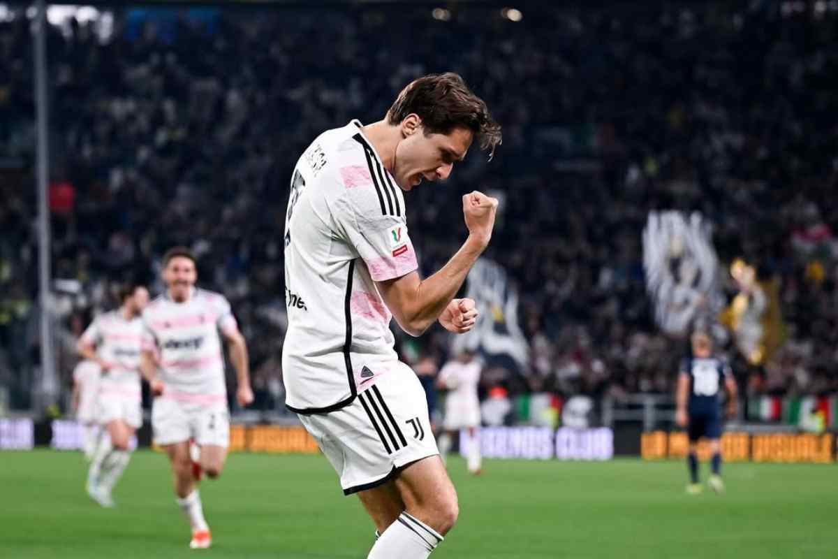 Federico Chiesa esulta dopo un gol con la Juventus