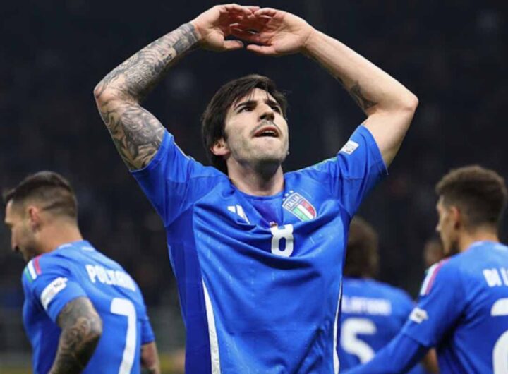 Tonali esulta dopo il gol alla Germania