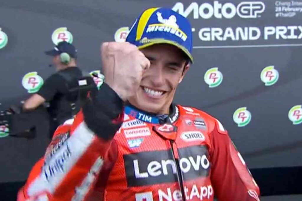 Marc Marquez, pilota della Ducati, dopo la vittoria in Thailandia