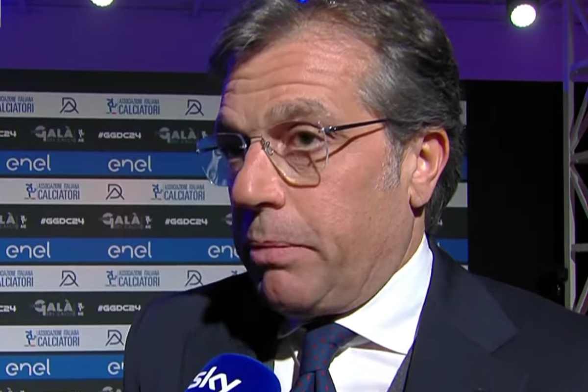 Giuntoli intervistato dopo una partita della Juve