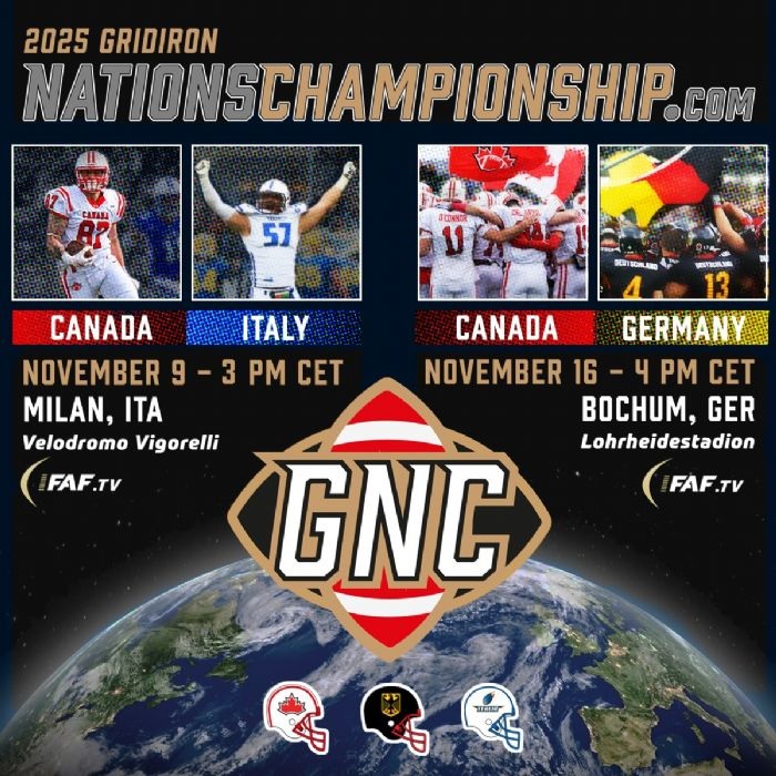 Italia-Canada apre il Gridiron Nations Championship: il 9 novembre al Vigorelli parte la sfida tra nazionali