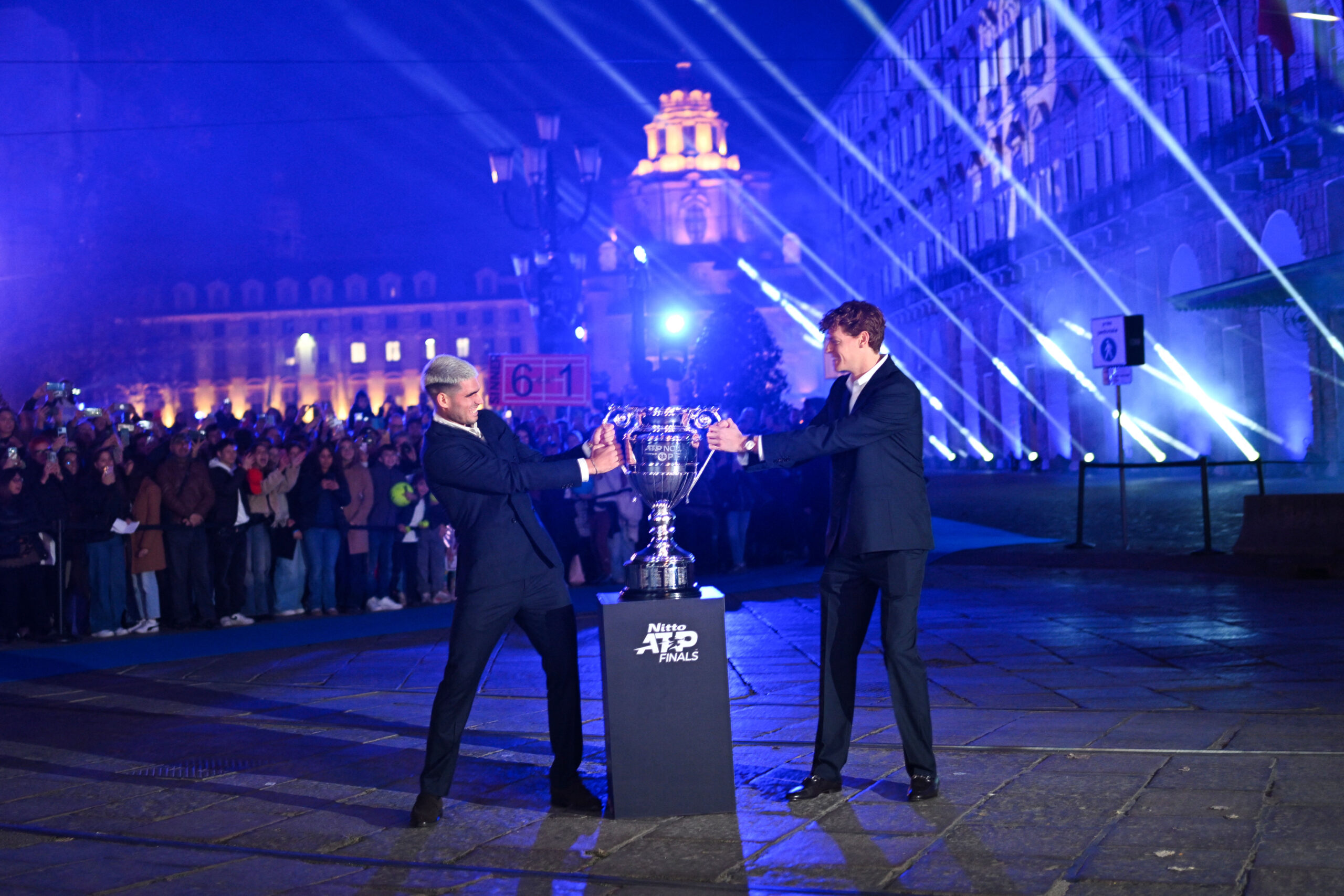 Carlos Alcaraz and Jannik Sinner at 2025 Nitto ATP Finals in Torino
