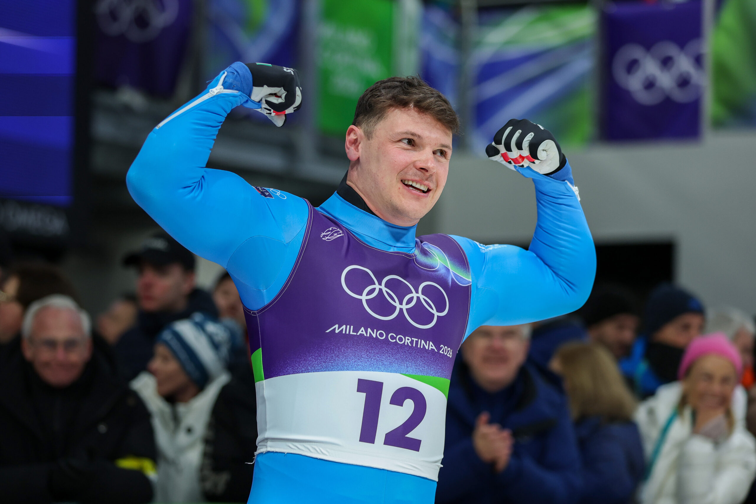 Cortina D'Ampezzo, Giochi Olimpici Milano Cortina 2026 L'Italia vince la medaglia di bronzo nello slittino. Dominik Fischnaller sul podio.