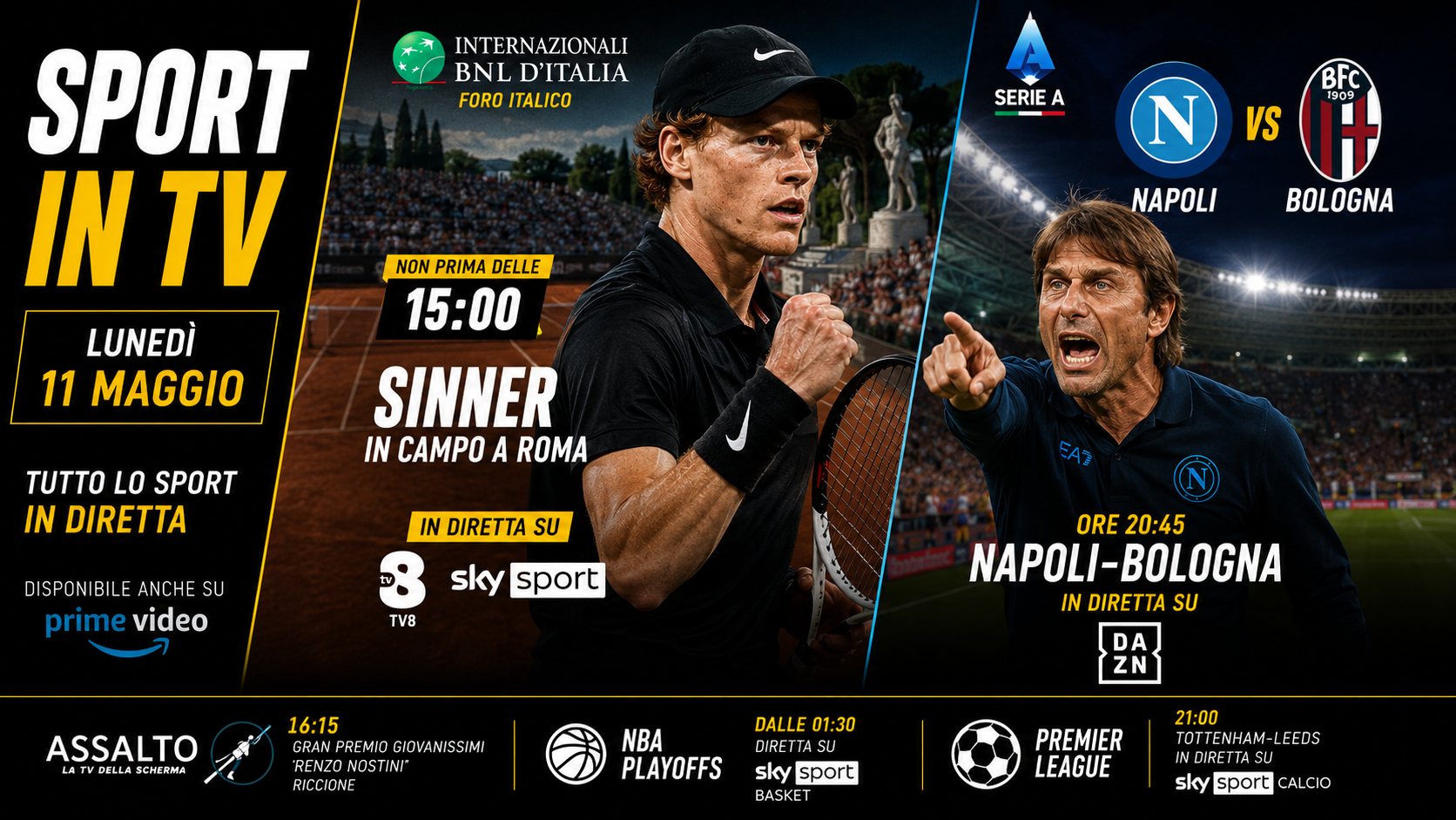 Sport in tv 11 maggio Sportface