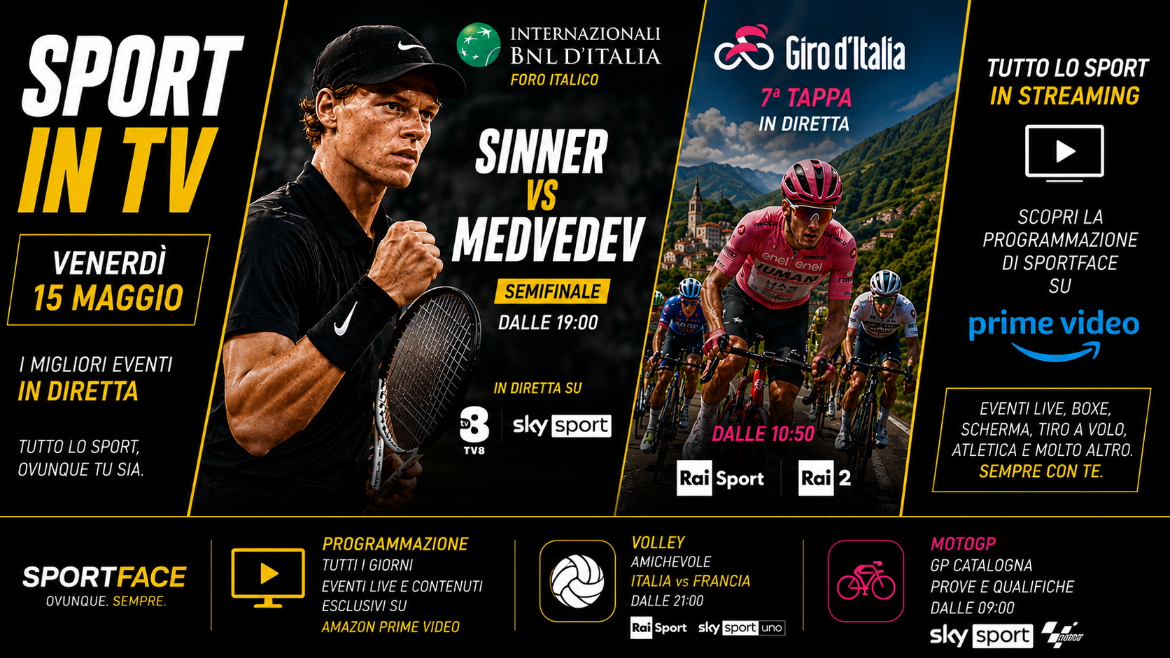 Sport in tv 15 maggio Sportface