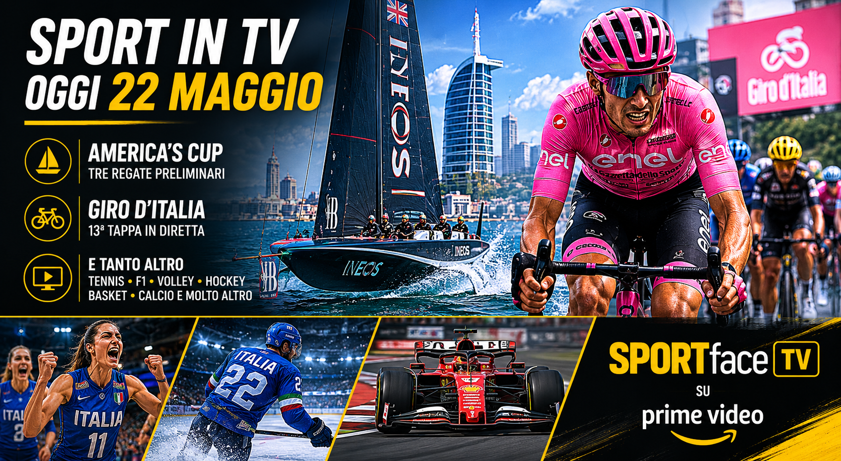 Sport in tv 22 maggio Sportface