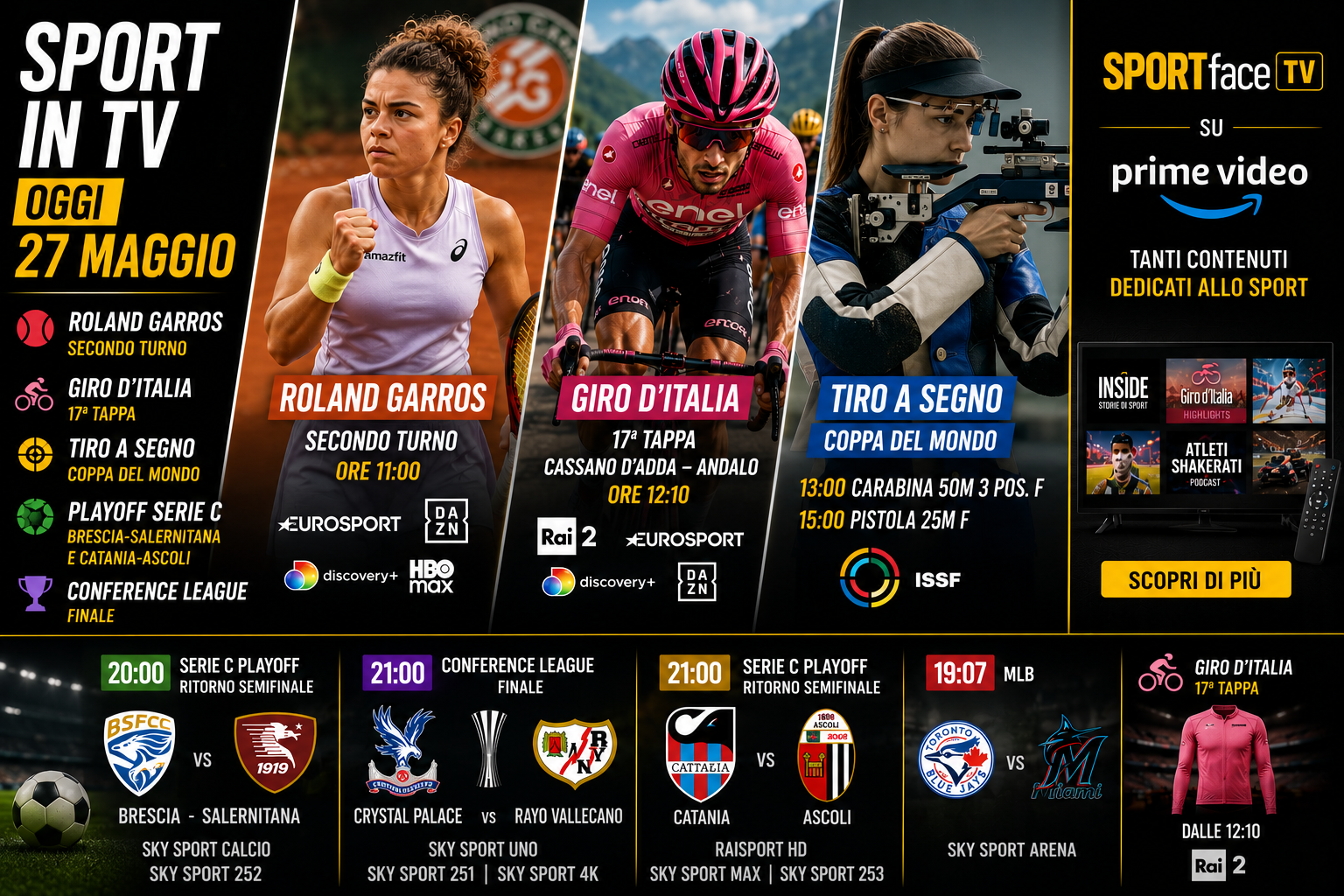 Sport in tv 27 maggio Sportface
