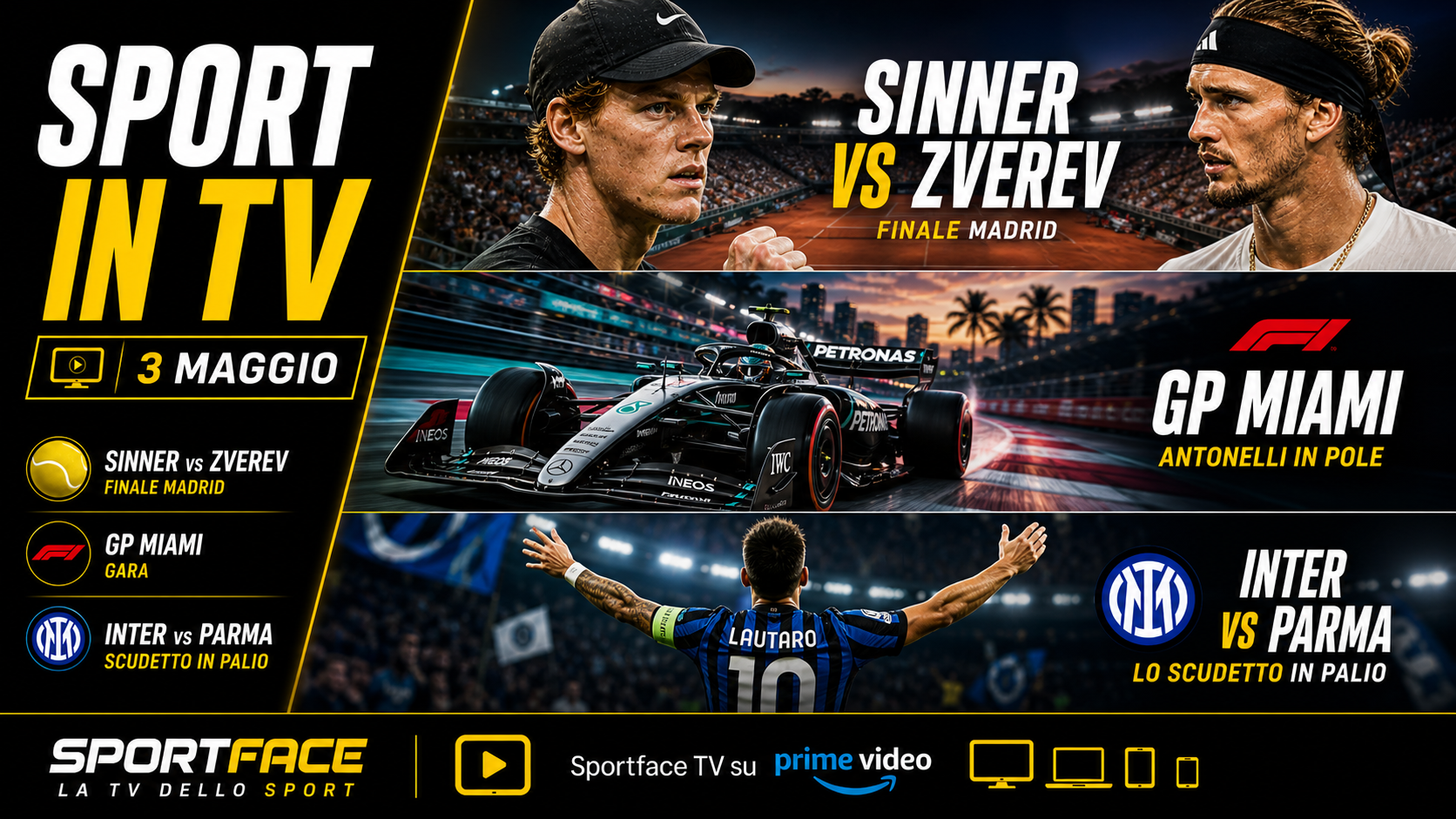 Sport in tv 3 maggio