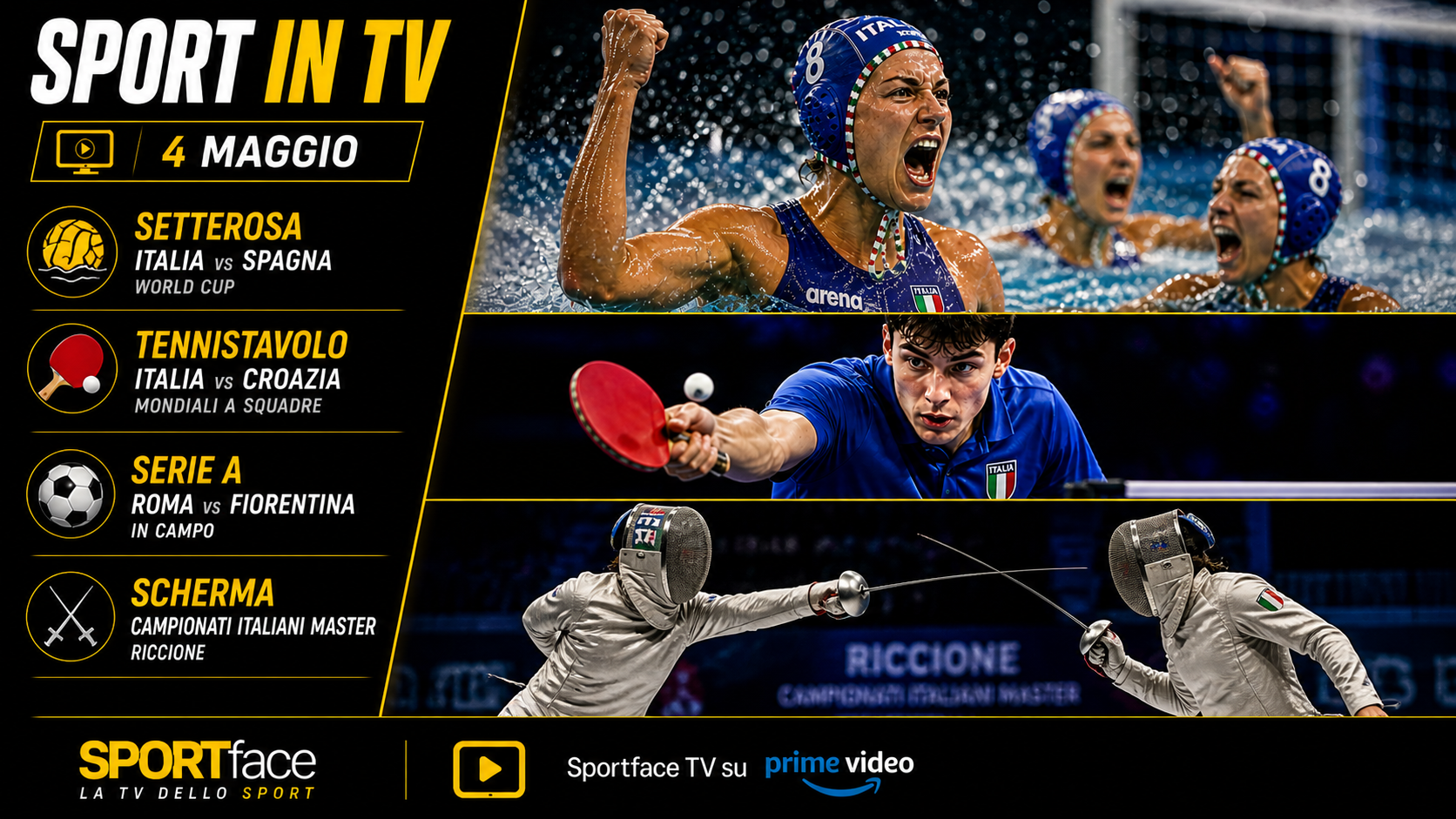 Sport in tv 4 maggio Sportface