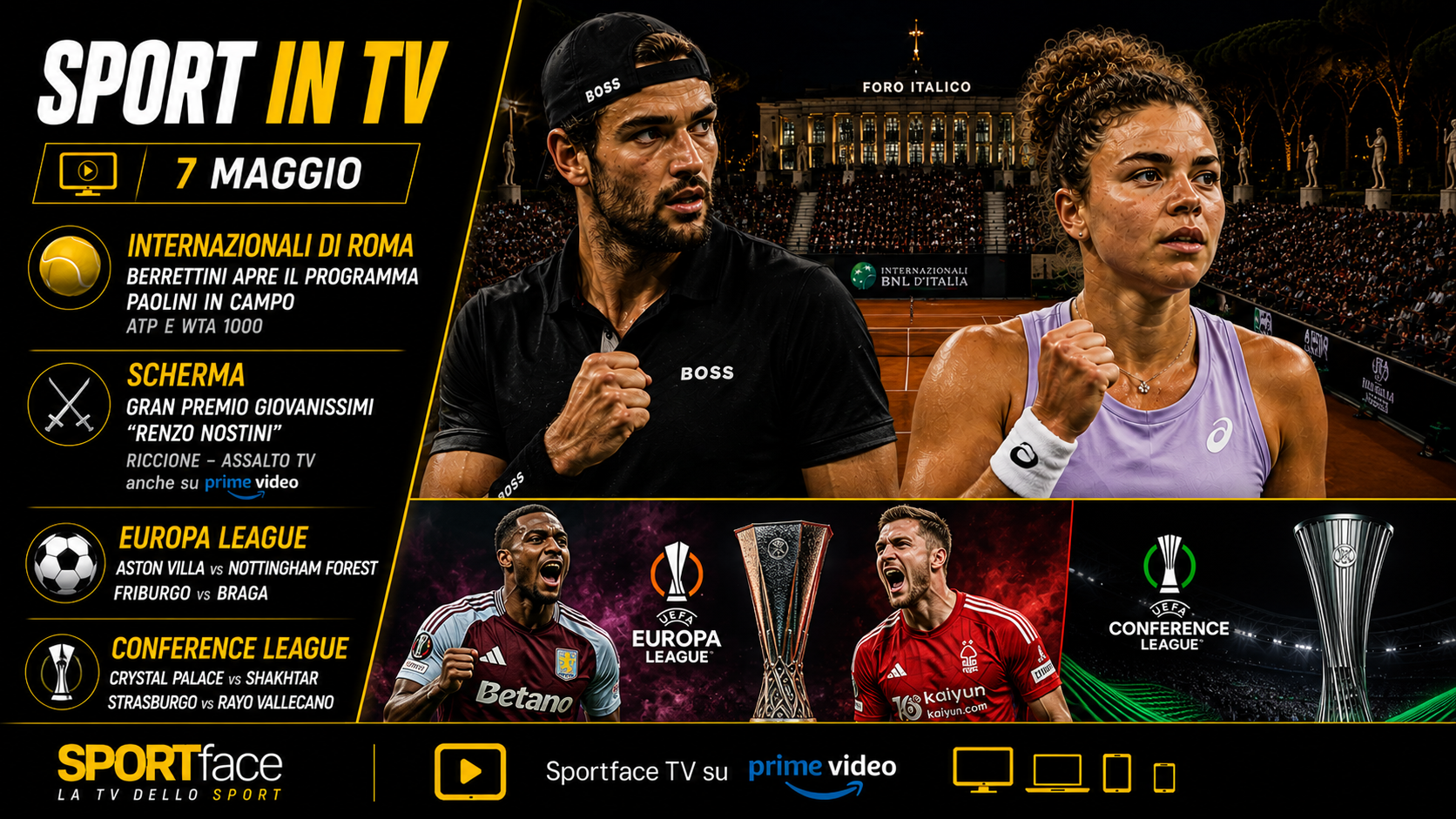 Sport in tv 7 maggio Sportface