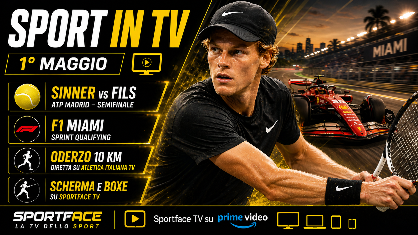 Sport in tv Sportface 1 maggio