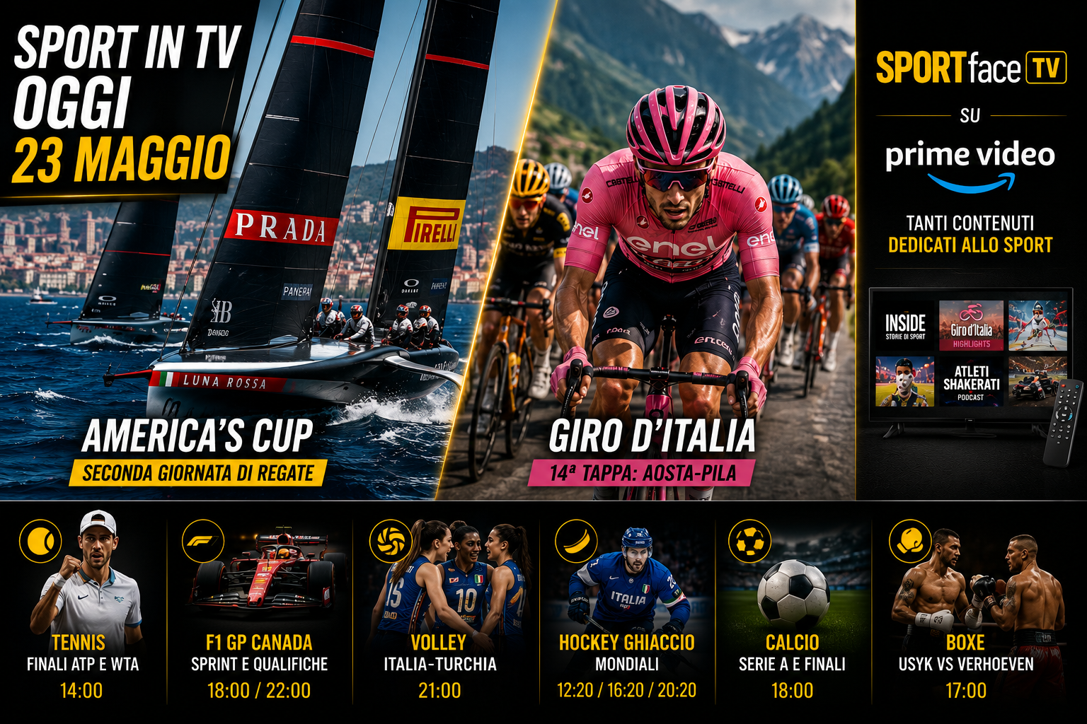 Sport in tv Sportface 23 maggio