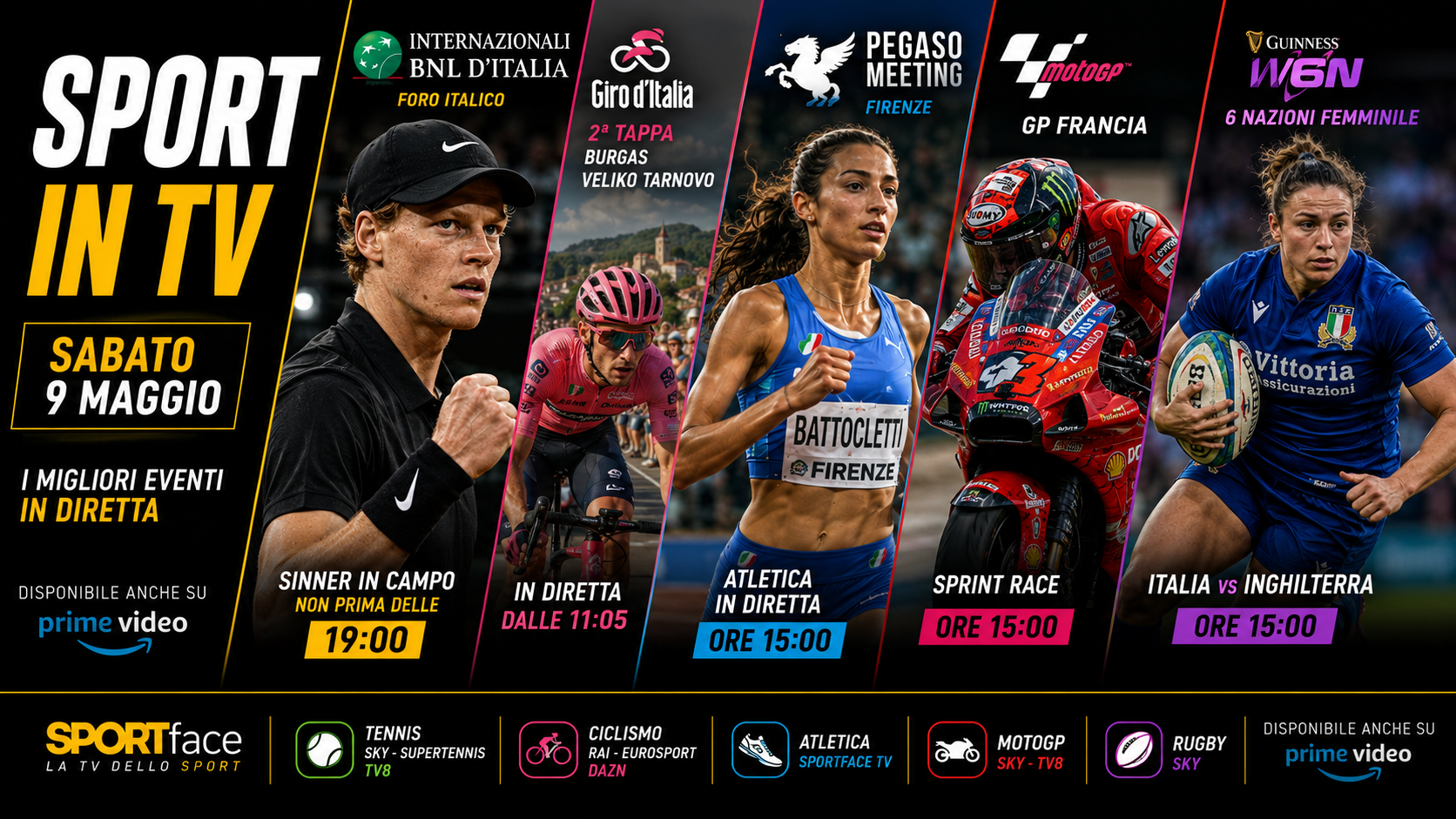 Sport in tv Sportface 9 maggio