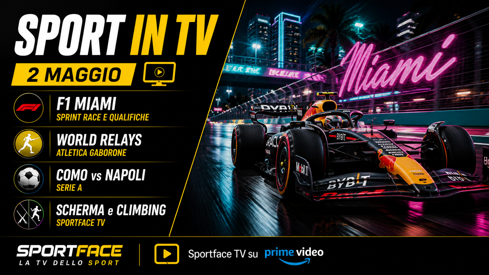 Sportface Sport in tv 2 maggio