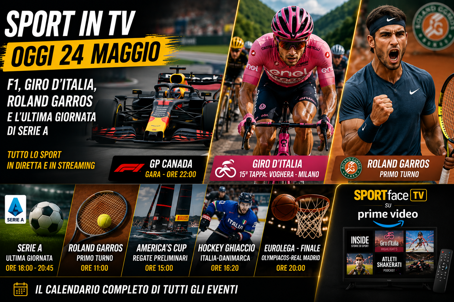 Sportface Sport in tv 24 maggio