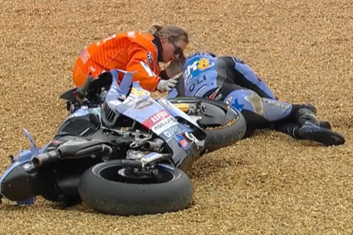 Alex Marquez dopo la caduta di Le Mans