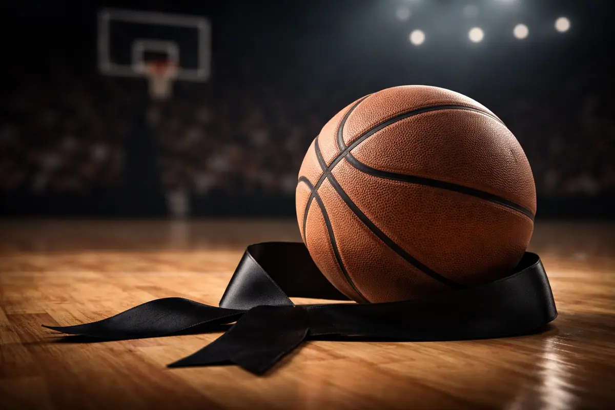 Pallone di basket listato a lutto