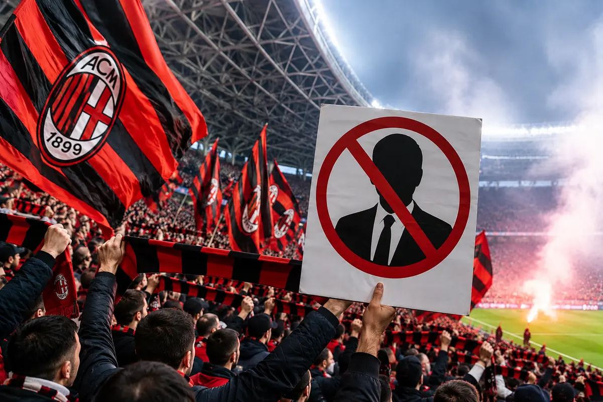Tifosi Milan con bandiere