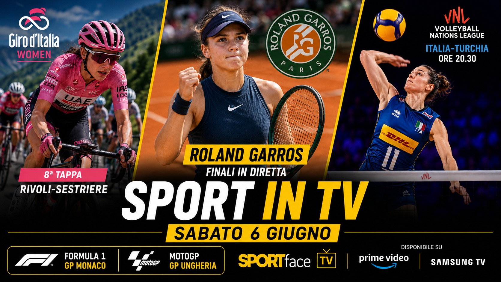 Sport in tv 6 giugno sportface