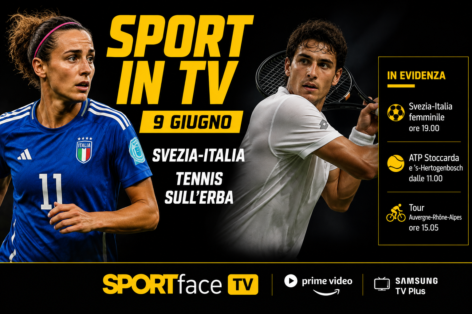 Sport in tv 9 giugno Sportface