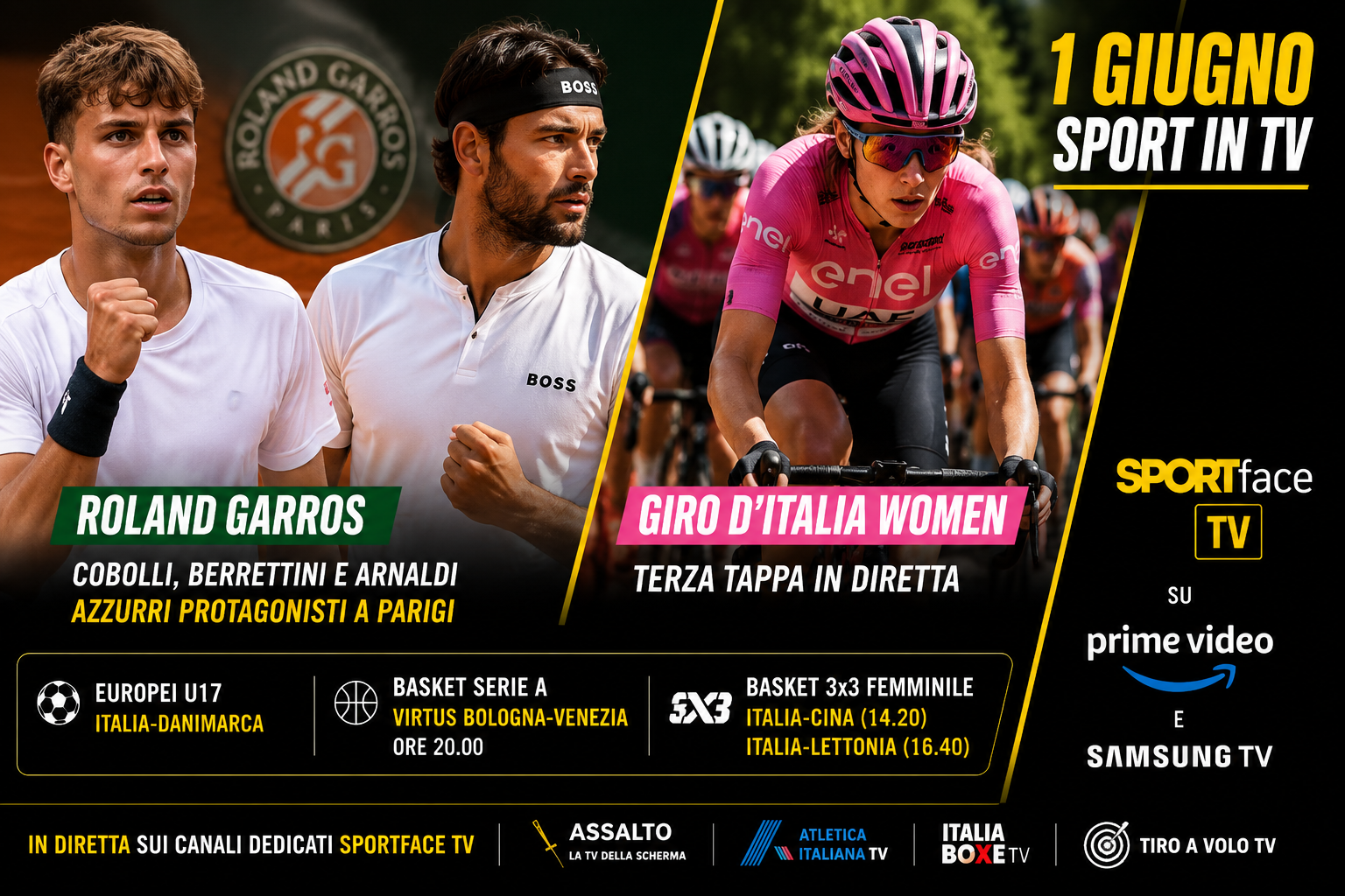 Sport in tv Sportface 1 giugno