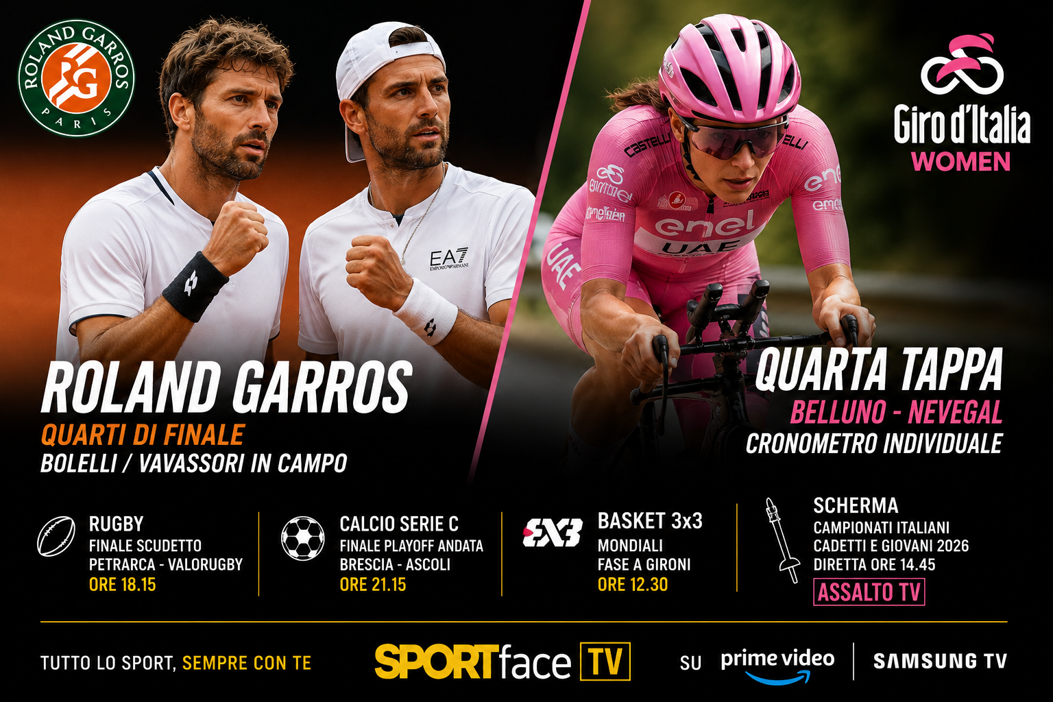 Sport in tv sportface 2 giugno