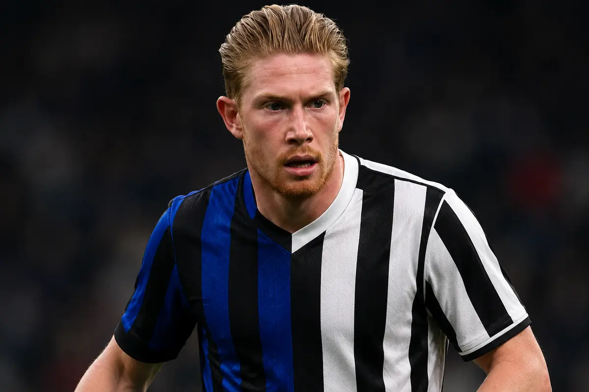 De Bruyne con metà maglia nerazzurra e metà bianconera