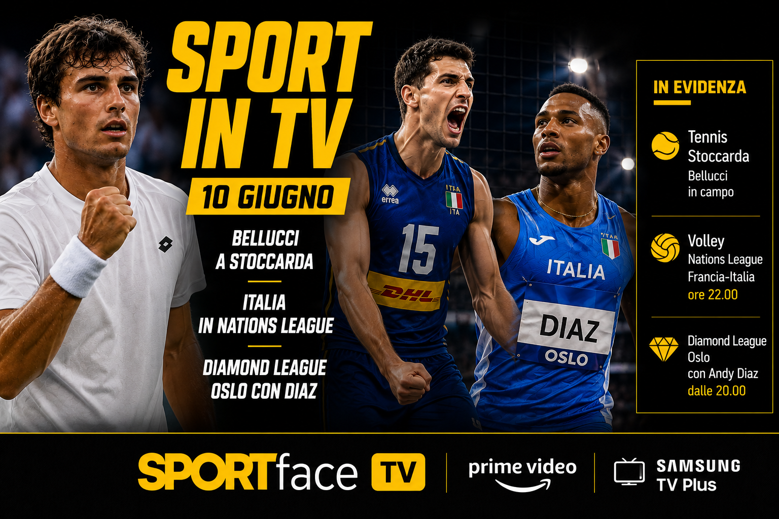 Sport in tv 10 giugno sportface.it