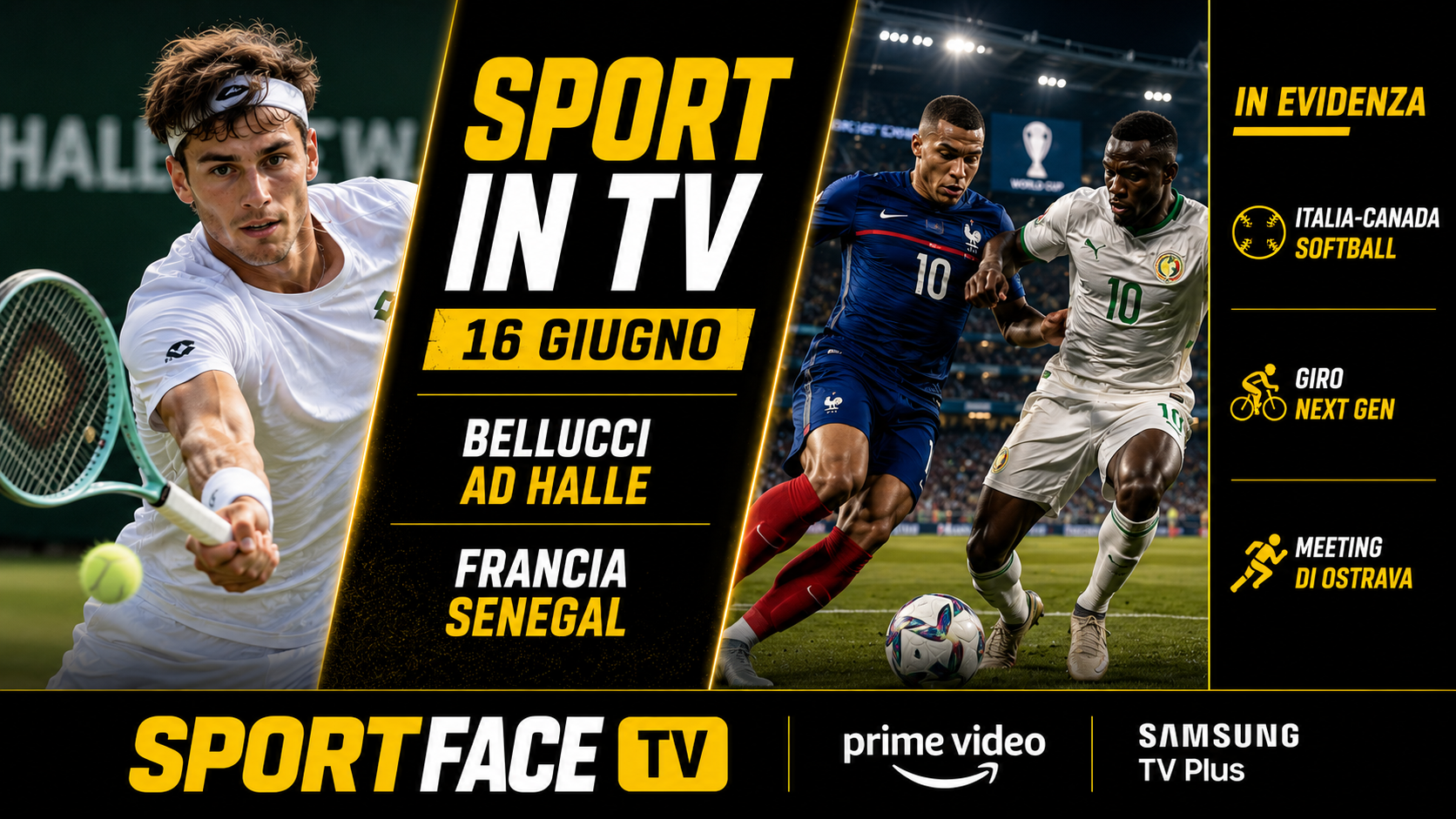 Sport in tv 16 giugno sportface