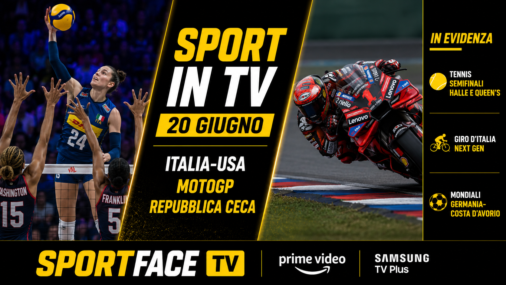 Sport in tv 20 giugno sportface