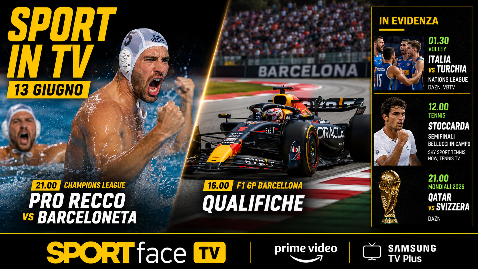 Sport in tv sportface 13 giugno