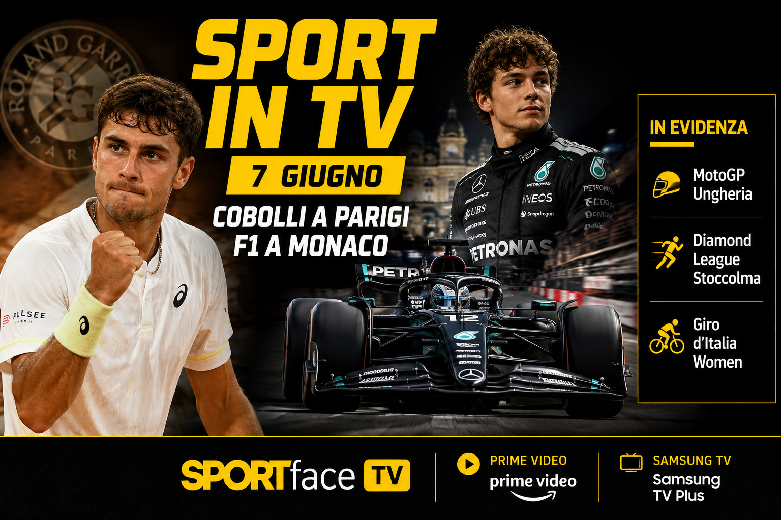 Sport in tv sportface 7 giugno