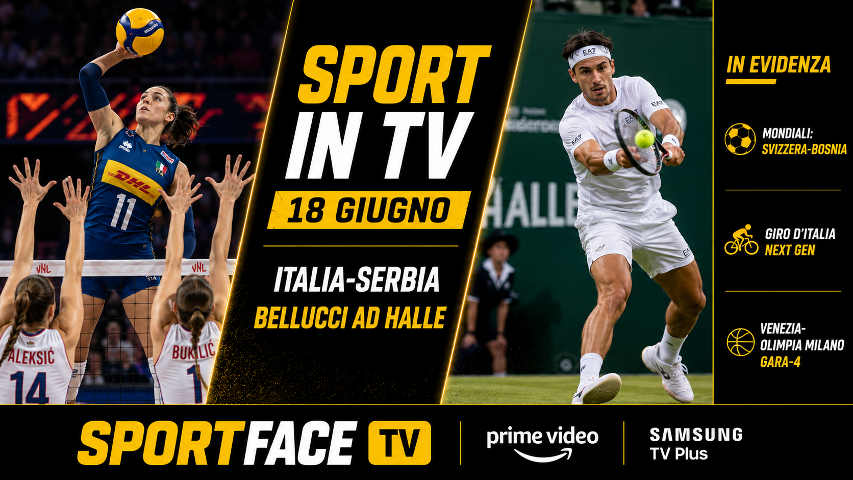 Sportface sport in tv 18 giugno