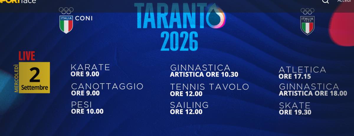 Programma 2 settembre sportface